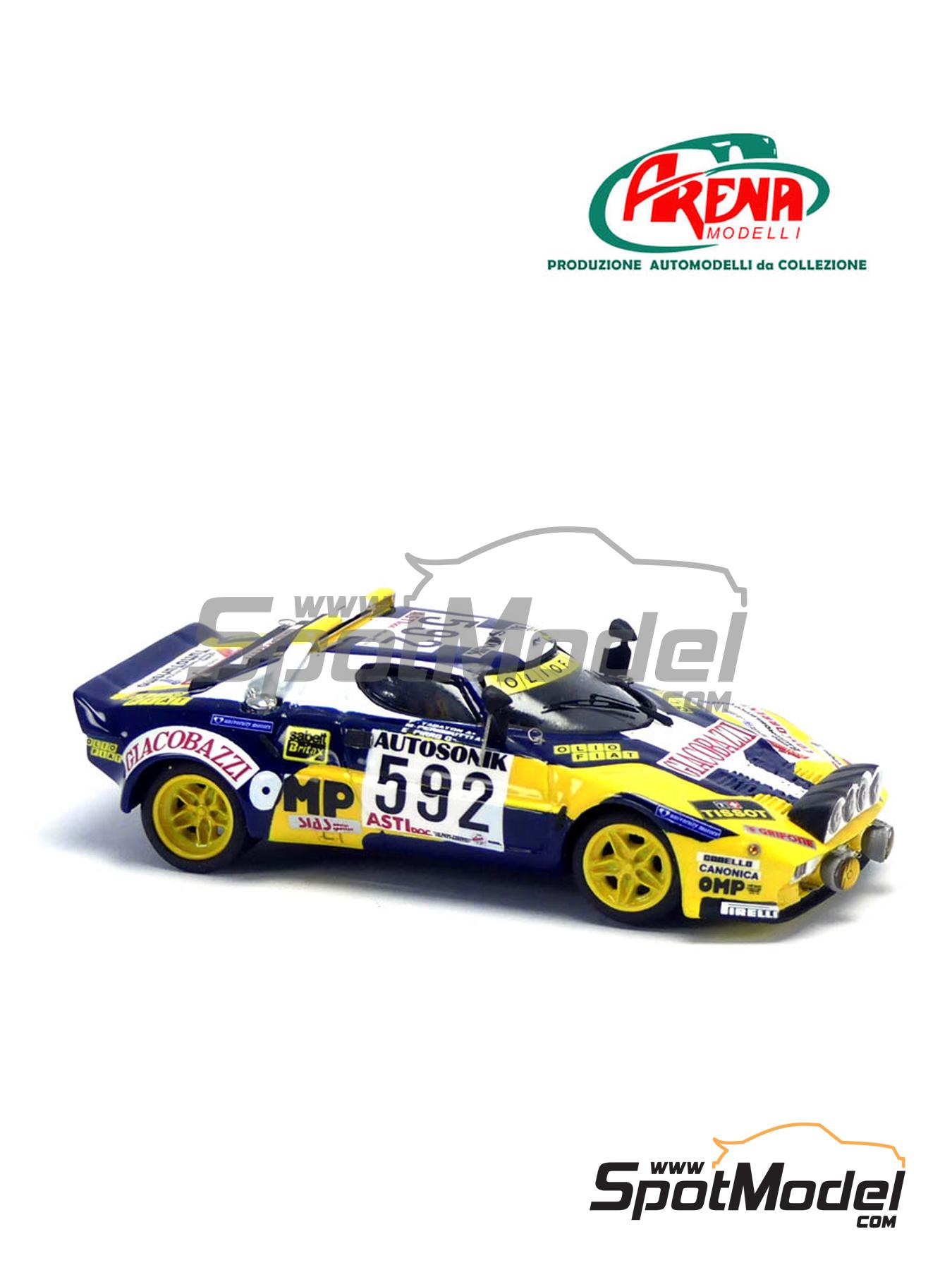 Lancia Stratos HF sponsored by Olio Fiat - Giro d'Italia Automobilistico  1980. Car scale model kit in 1/43 scale manufactured by Arena Modelli (ref.  A